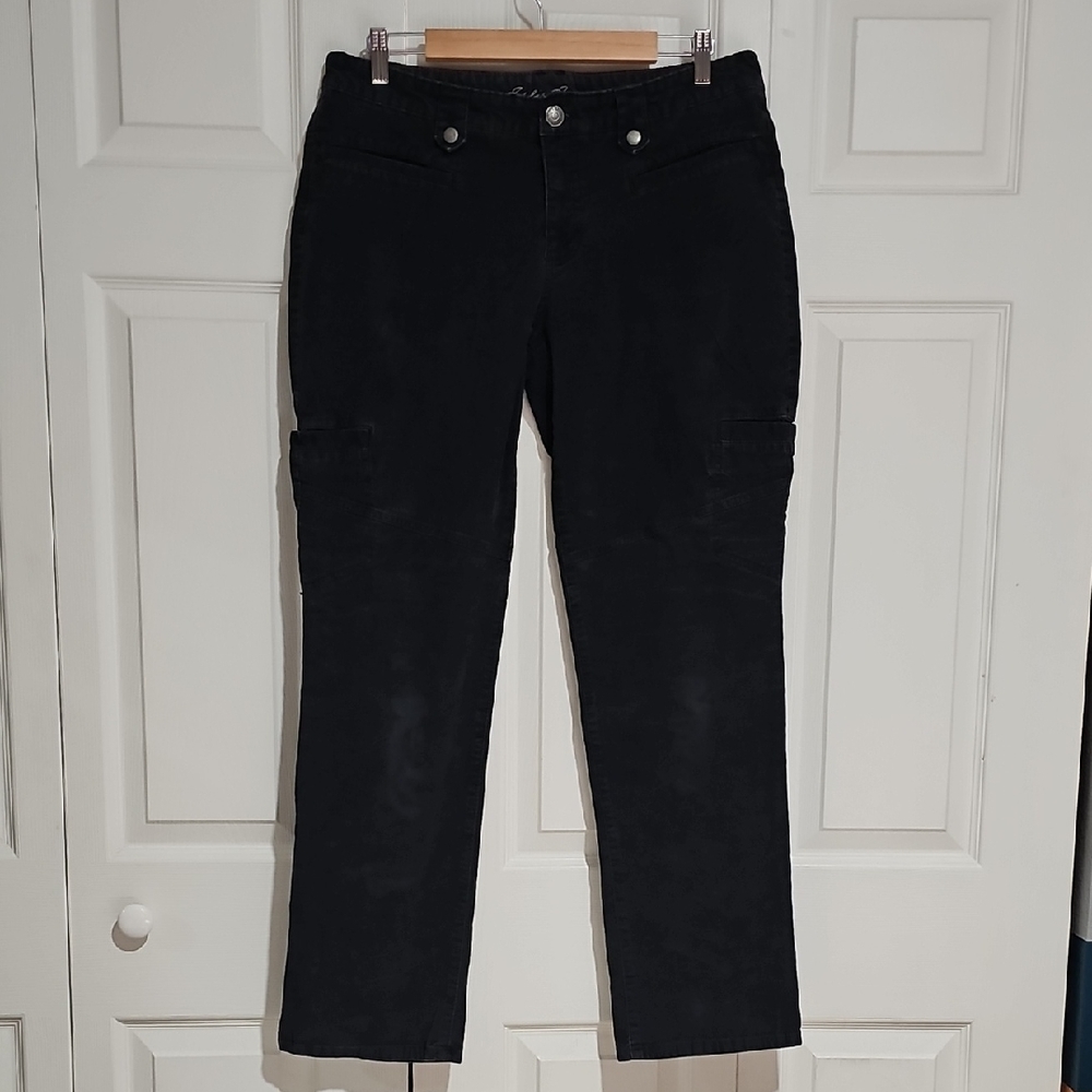 ✨ Eddie Bauer Black Corduroy Utility Pants Straight Leg Size 12